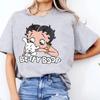 T-shirt Grafica Stile Cartone Animato Betty Boop Dolce Cuore Retrò Vintage Manica Corta da Donna Outfit Casual Quotidiano per Fan di Betty Boop
