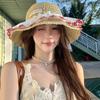 Sweet Hollow Seaside Vacation Straw Hat Women's Summer Sunscreen Straw Hat Big Brim Lace Sunshade Beach Parent-child Hat