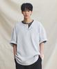RUGGED HOUSE Easy Snap One-Pocket Waffle Henley Neck Short Sleeve Tee White Melange