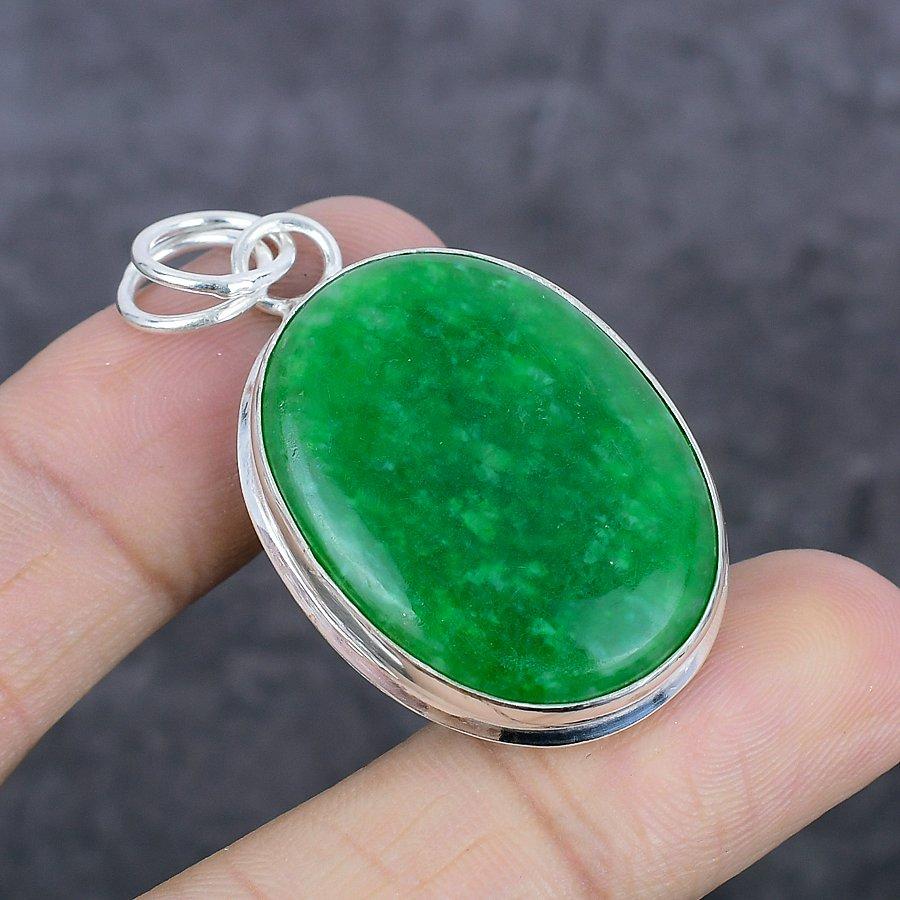 Natural Emerald Gemstone Handmade 925 Sterling Silver Jewelry Pendant 1.97" a7C78