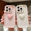 Cute 3D Love Heart Pink Silicone Phone Case for iPhone 16 15 Pro Max 16E 11 12 13 14 15 17 Pro Max 14 Plus 17 Air Matte Cover