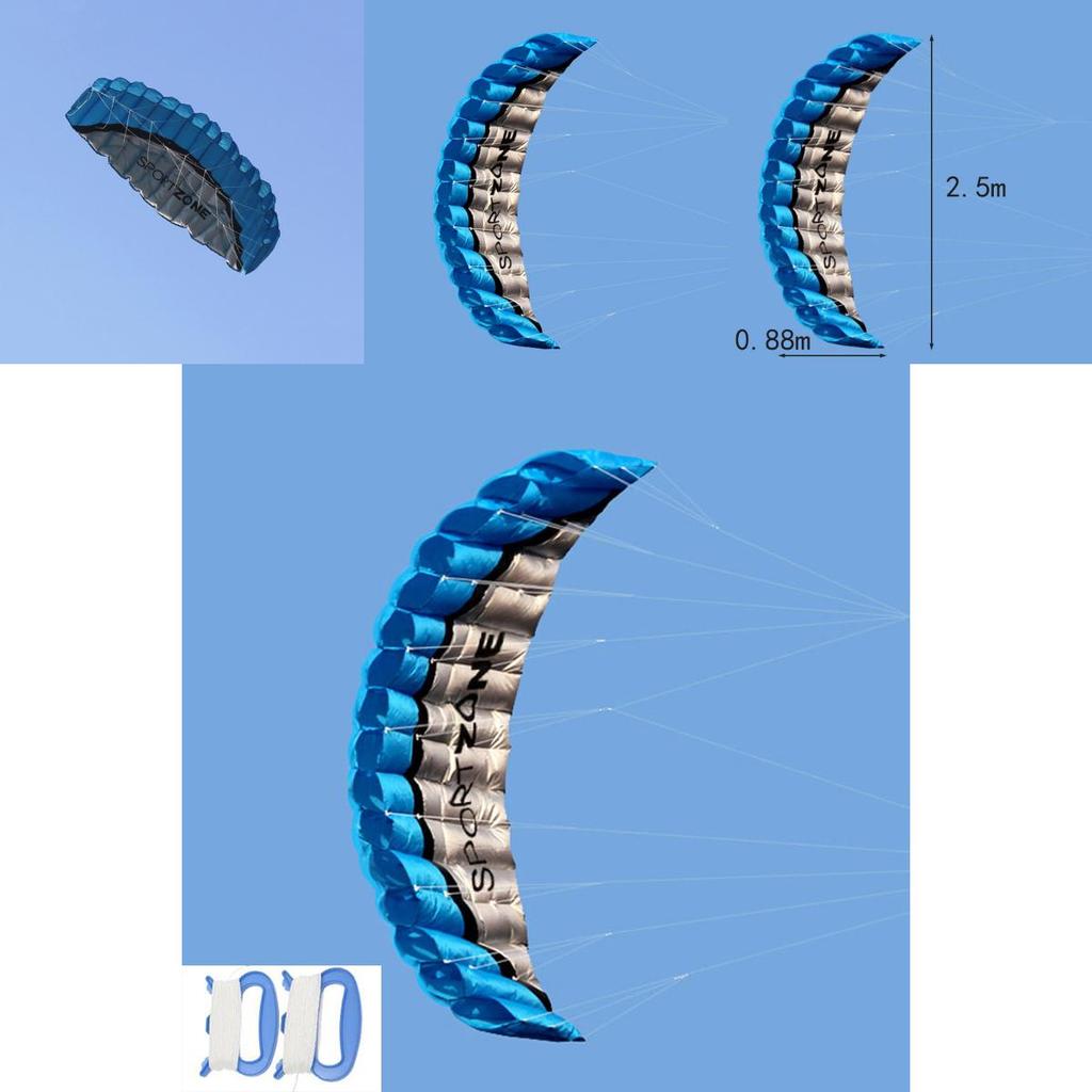 Vibrantly Colored New 2.5m Dual Line Parafoil Parachute Stunt Sport Kite For Outdoor Fun