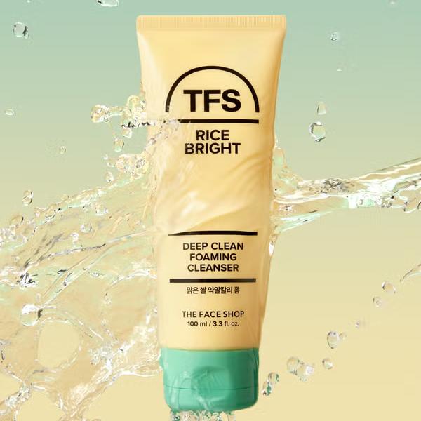 The Face Shop Rice Bright Deep Clean Foaming Cleanser 100 Ml/ Deep Cleansing, Moisturizing, Korean Cosmetics, Kbeauty