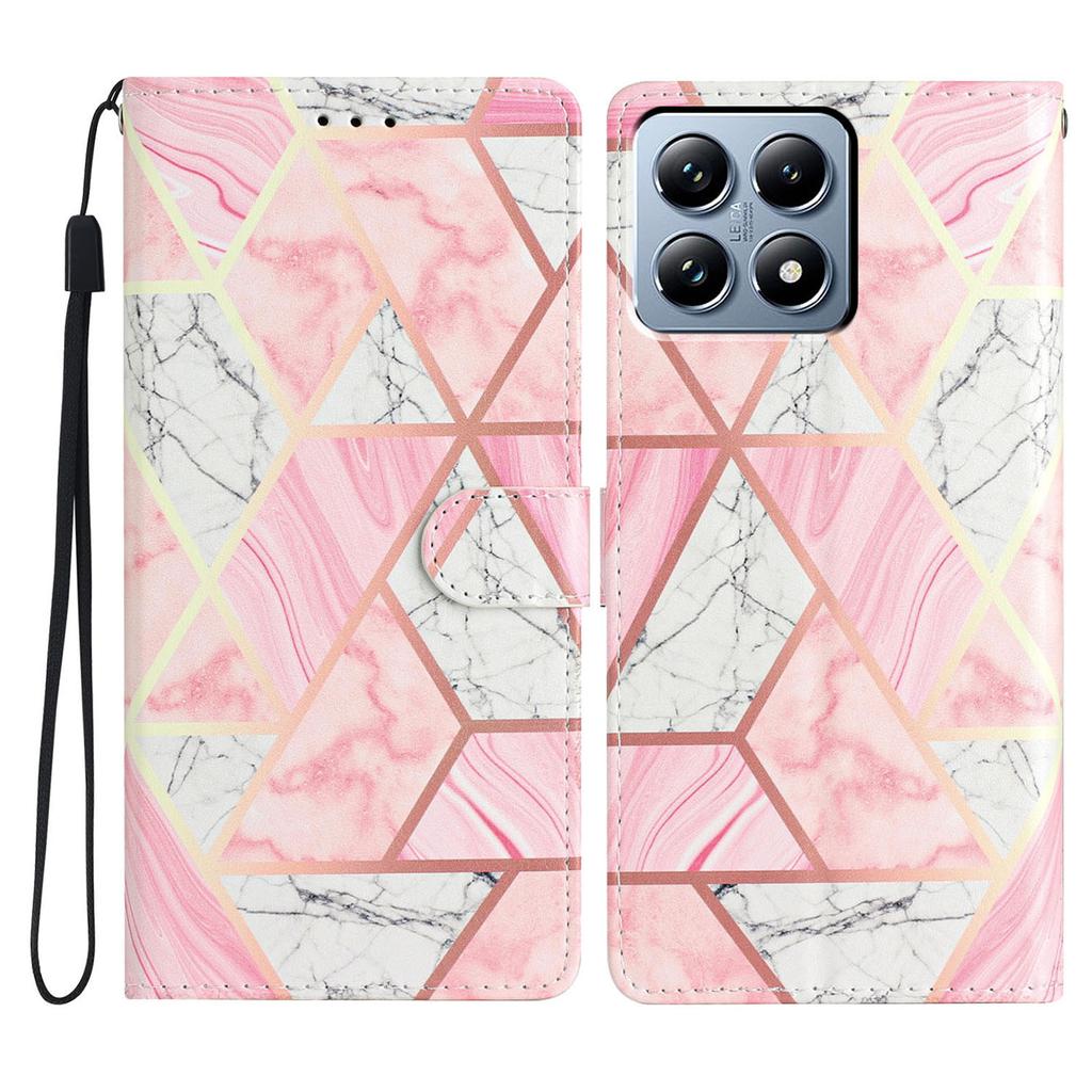 For Xiaomi 14T Pro Wallet Case PU Leather Pattern Printing Stand Phone Cover with Strap