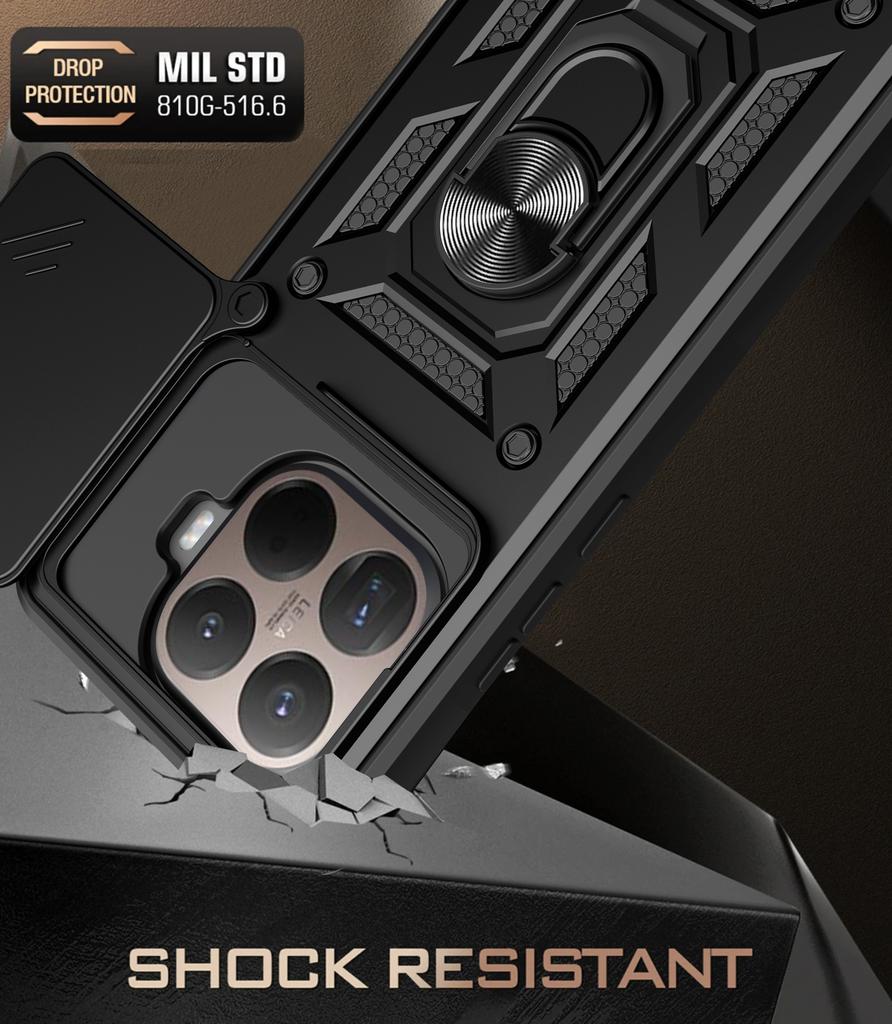 Sliding Window Armor Shockproof Case For Xiaomi 15T Pro Magnetic Ring Holder Camera Lens Protection Phone Cover Coque Fundas