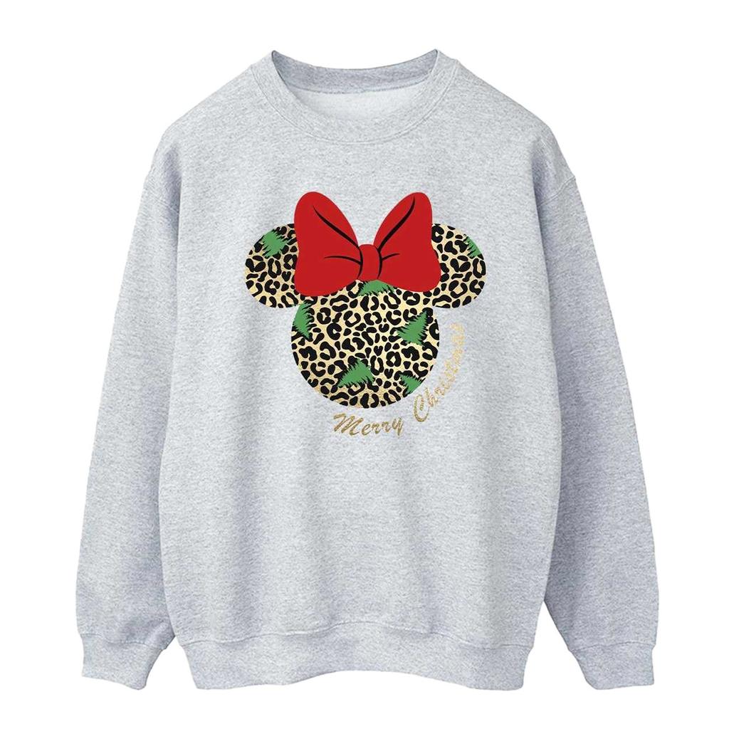 Disney Mens Minnie Mouse Leopard Christmas Sweatshirt