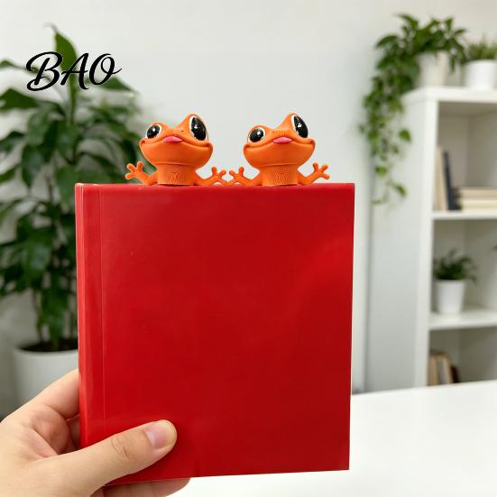Fun Animal Page Marker Funny Gecko Bookmark, 3D Printed Lizard Clip, Novelty Vibrant Orange Bookmark for Readers, Gift Book Lovers Smooth Edge