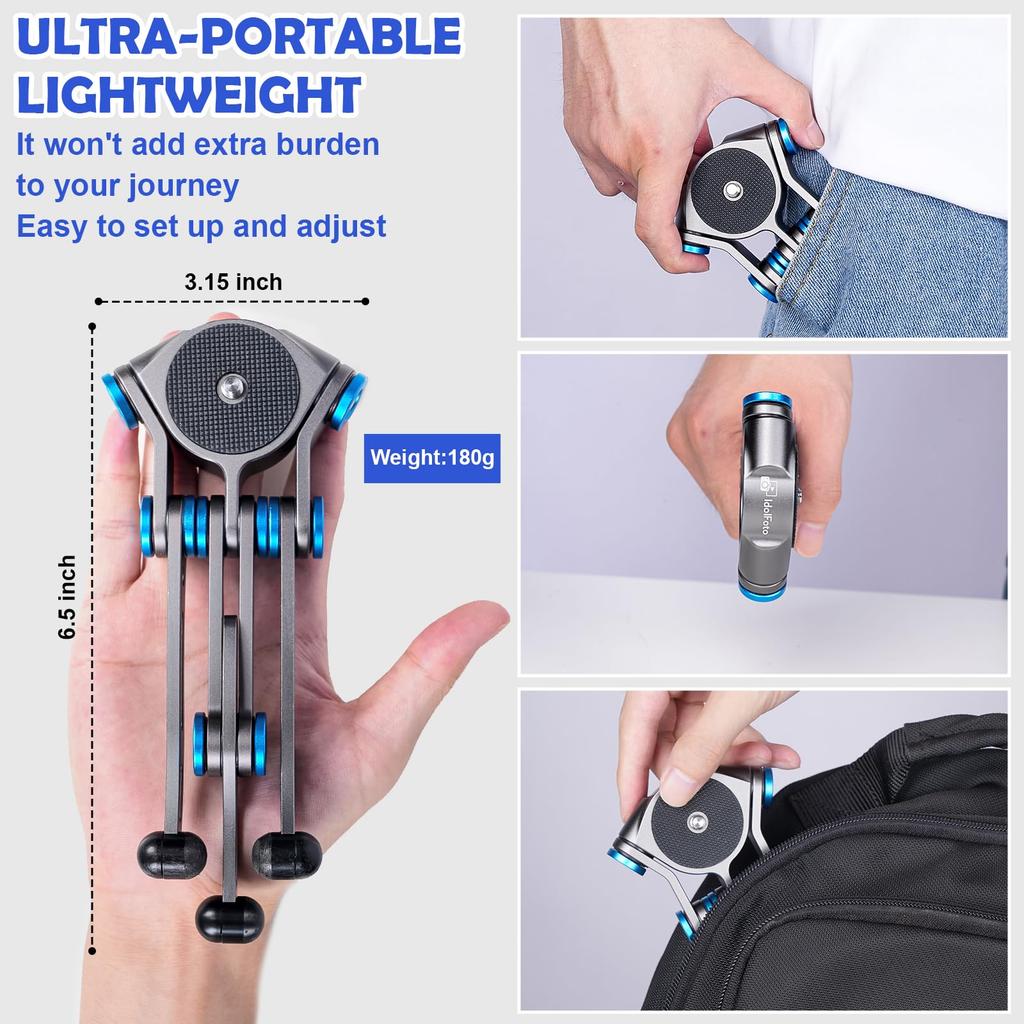 Jialefu Transformer Elastyczny Aluminiowy Kompatybilny z i Waga 2kg Przenośny Statyw Stołowy do Kamery na Podróże Wideo oraz Statyw Selfie Stick,