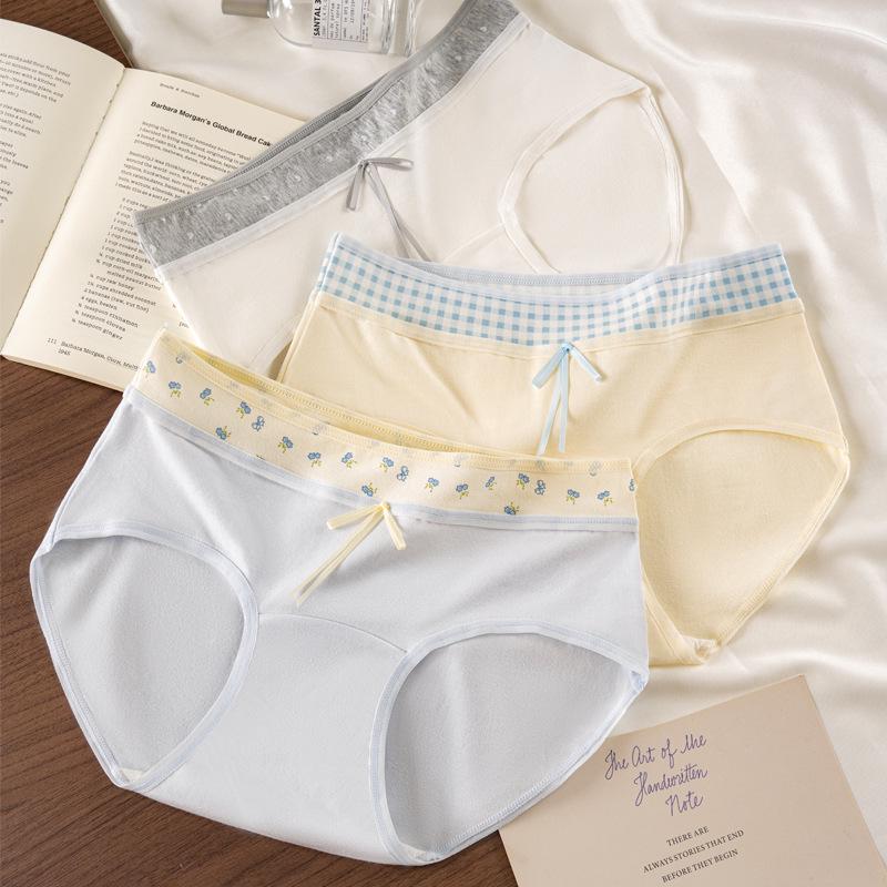 Japanese Contrast Color Block Cotton Women's Antibacterial Briefs