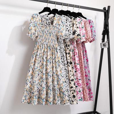Summer Floral French-Design Dress - High-End, Short-Sleeved, Medium-Length for Women