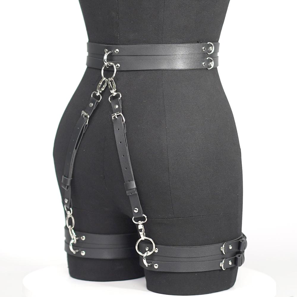 Women Sexy Leg Harness Pu Leather Lingerie Bdsm Bondage Wear Thigh Garter Belt  Straps Gothic Fetish Clothing Exotic Accessorie