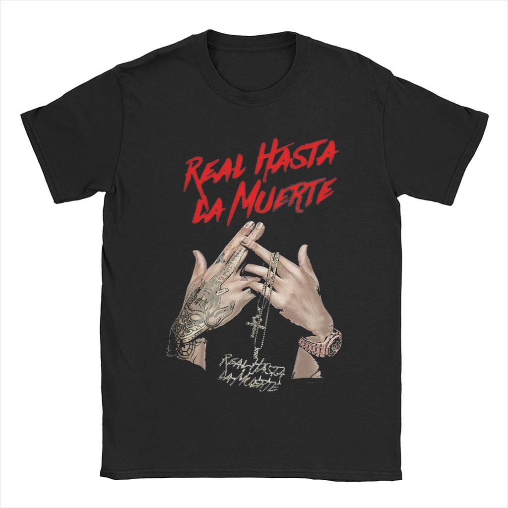 Anuel AA Real Hasta La Muerte T-Shirts Men Rapper Music Novelty 100% Cotton Tee Shirt Round Neck Short Sleeve T Shirt Clothes