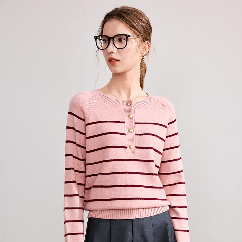 BETU Women's Autumn Striped Long-Sleeve Knit Top