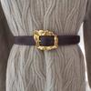 Leather Belt Women With Flowers Shaped Metal Buckle For Daily Casual Use Office