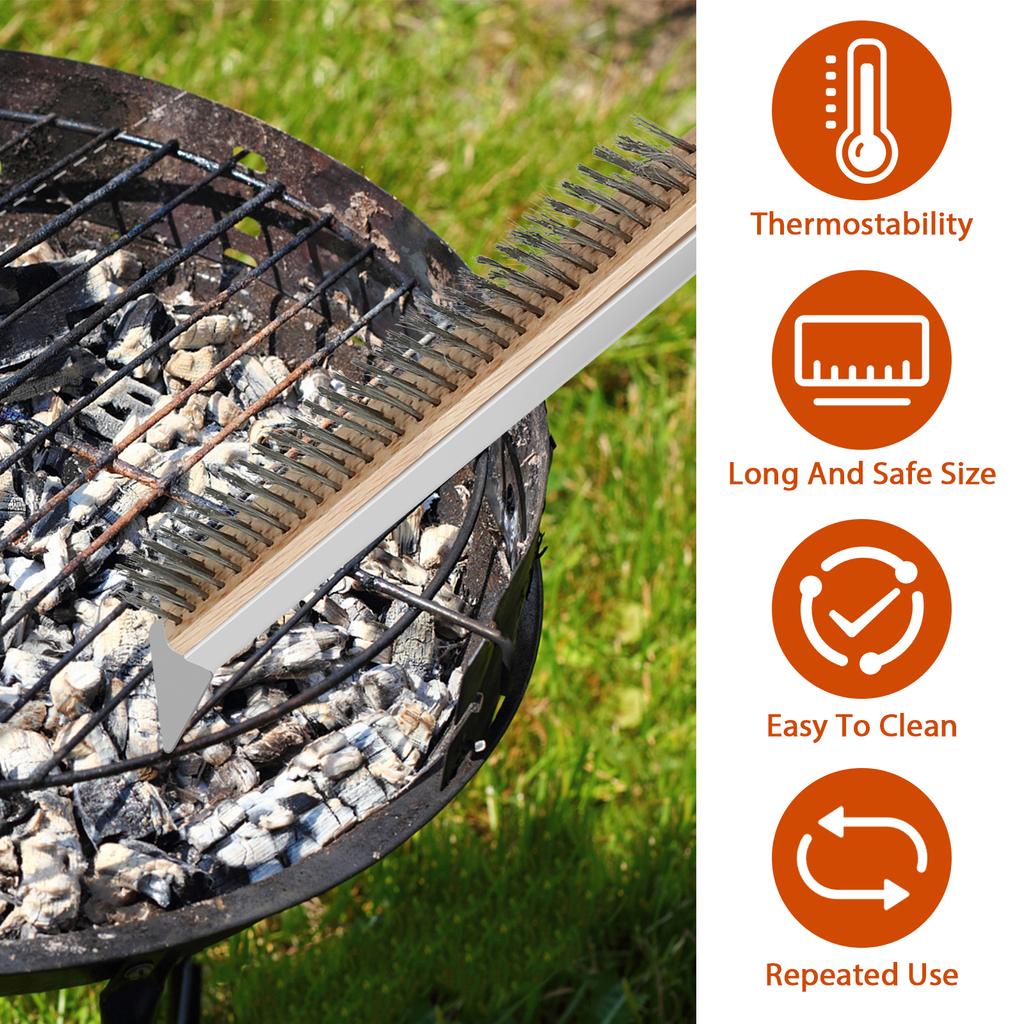 21 Inch Pizza Oven Brush with Long Handle Stainless Steel Cleaning Brush Kitchen Pizza Stone Brush and Scraper Oven Accessories