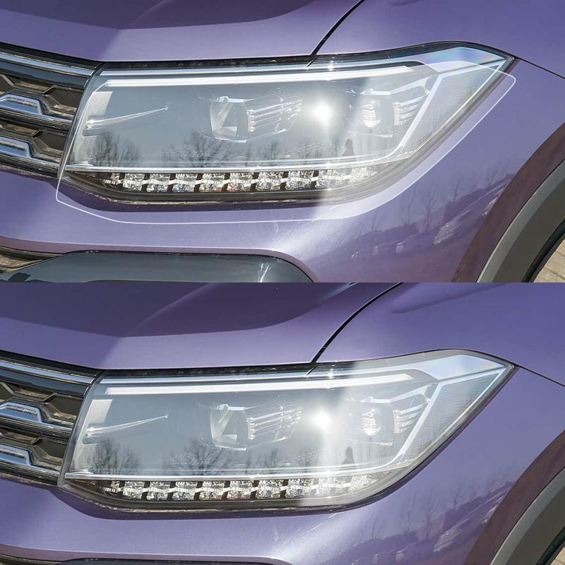 Smoke Black Pre Cut Car Headlight Protective Film Anti-Scratch High-Gloss Auto Vinyl Wrap Film For Volkswagen T-Cross 2019-2022