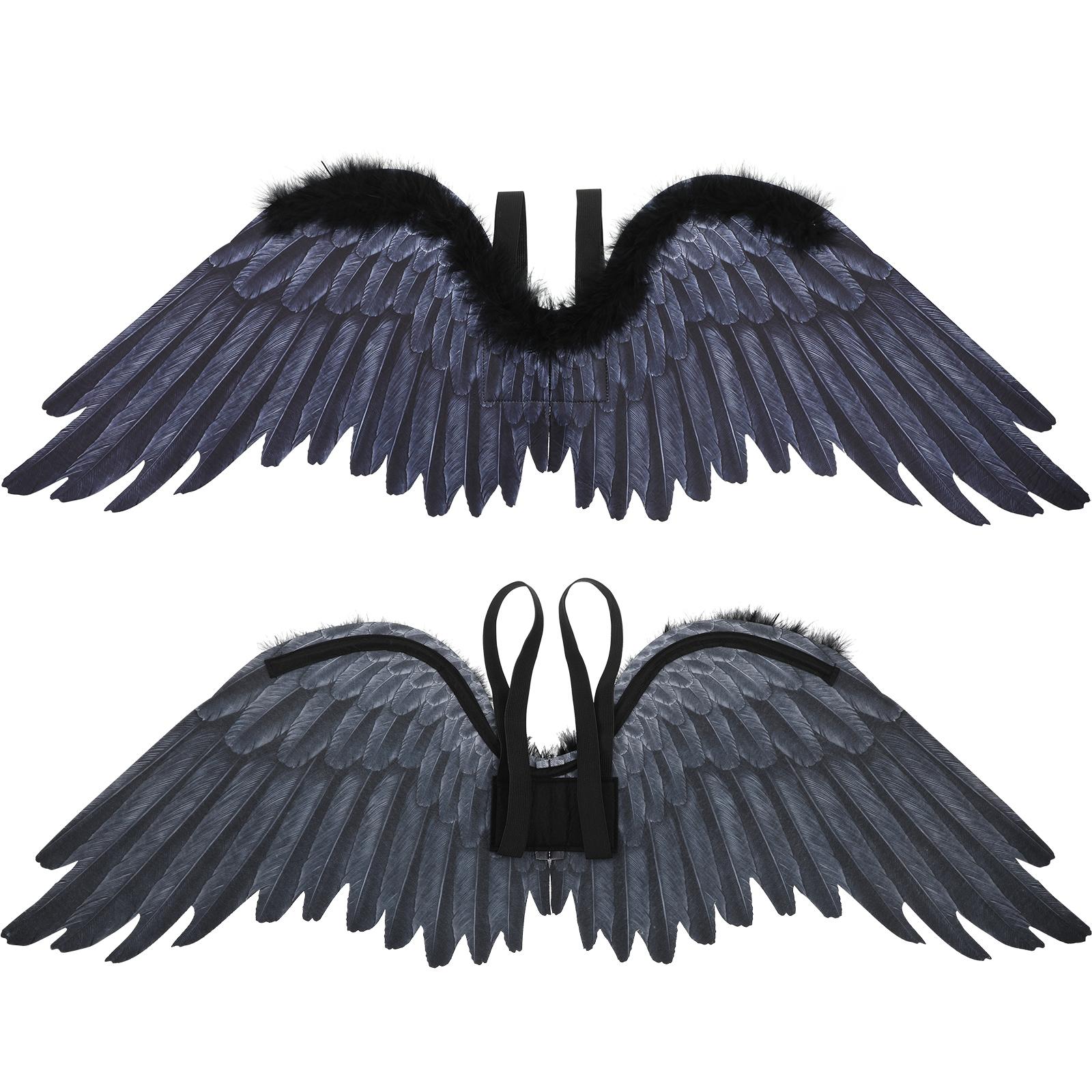 

Wing Halloween Costumes for Adults Backside Performance Fairy Performing Prop Non-woven Fabric Angel Cosplay Props Miss Large чёрный