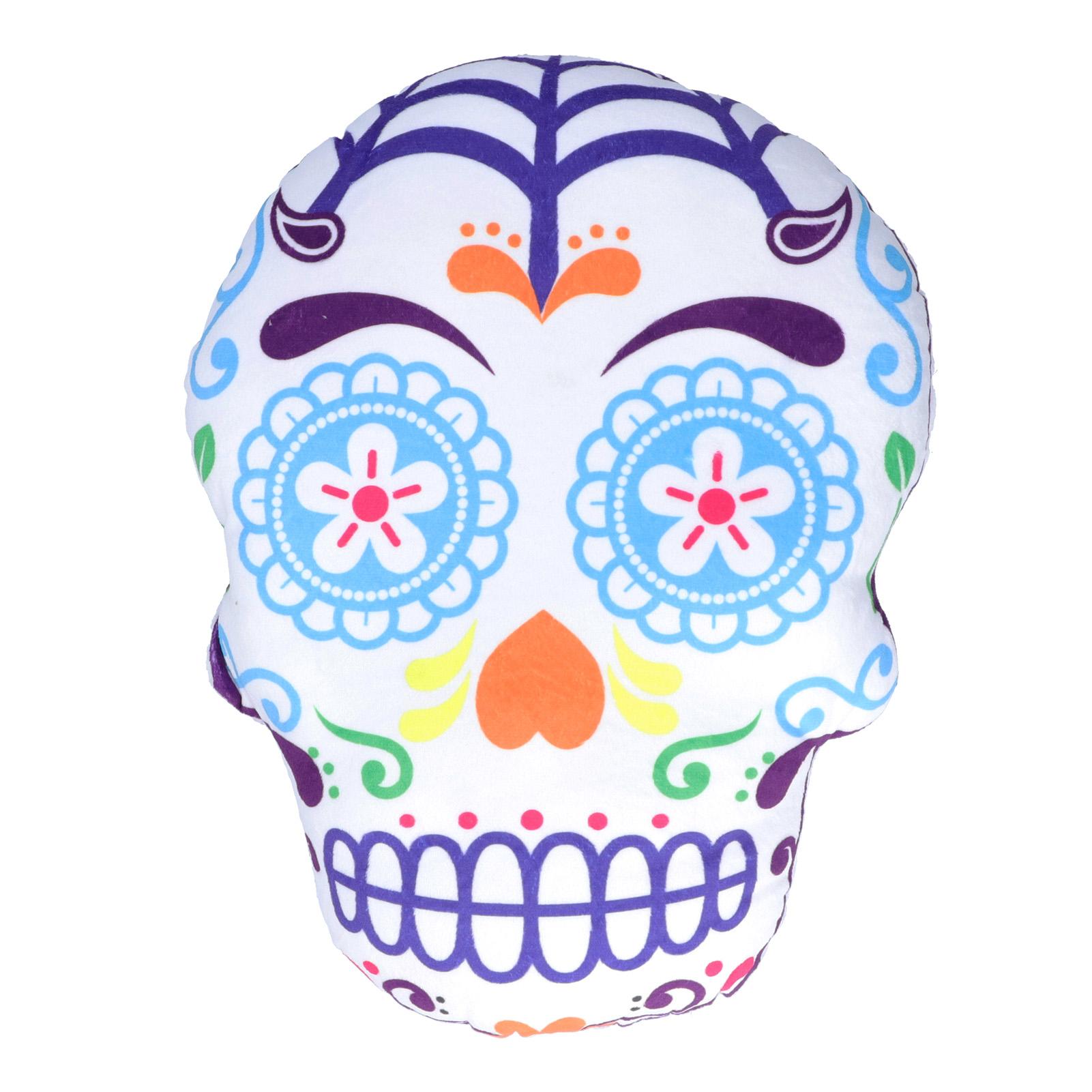 

Skull Pillow Unique Shape Colorful Detail Seams Prevent Wear Halloween Decorative for Chairs Sofas B Blue Eye Skull