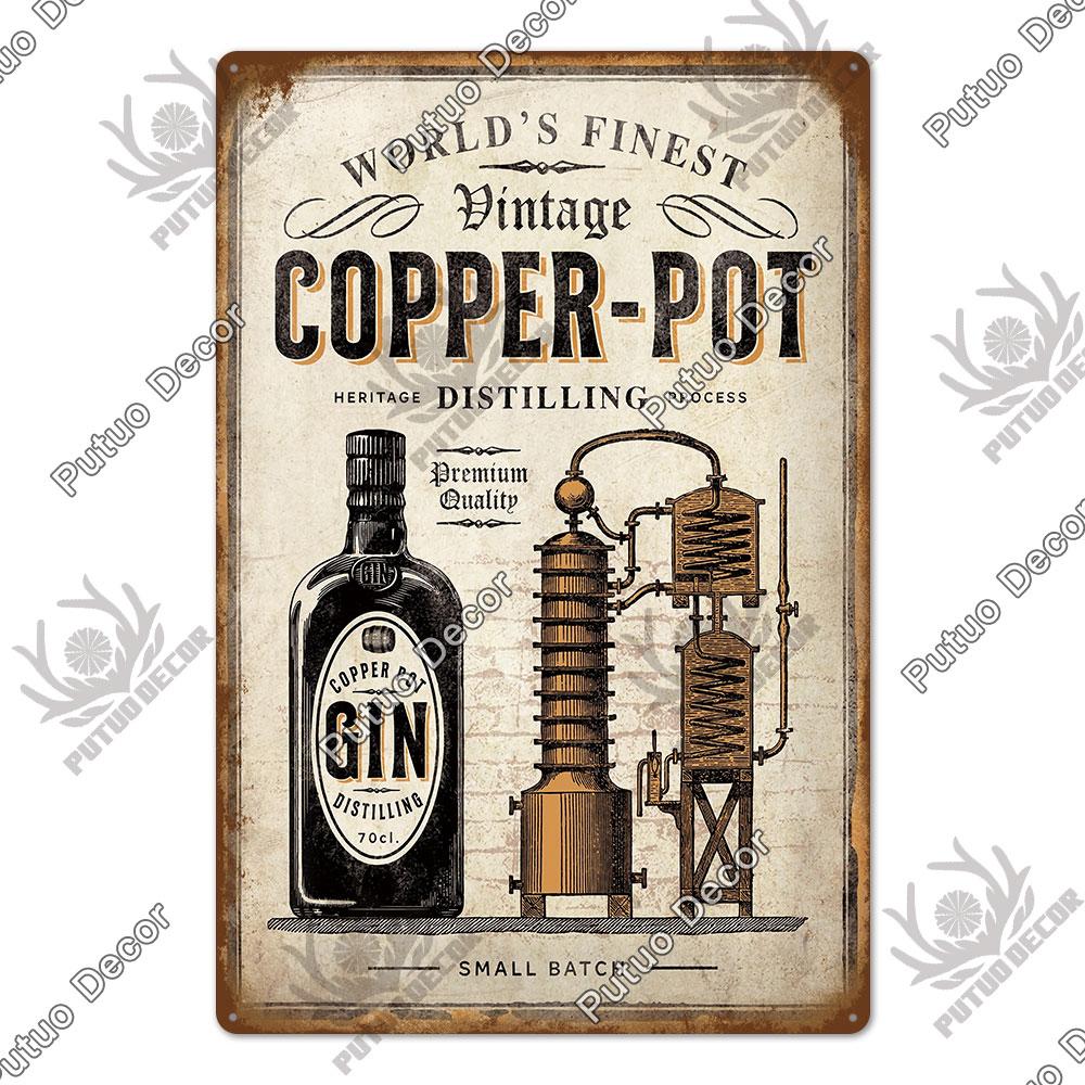 

Decor Gin Brand Vintage Wine Tin Sign Metal Alcohol Plaque for Home Kitchen Bar Pub Club Man Cave Decoration Wall Decor 7.8x11.8inch