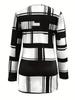 2025 Plus Size Women's Color Block Long Sleeve Zipper Shirt with Digital Print