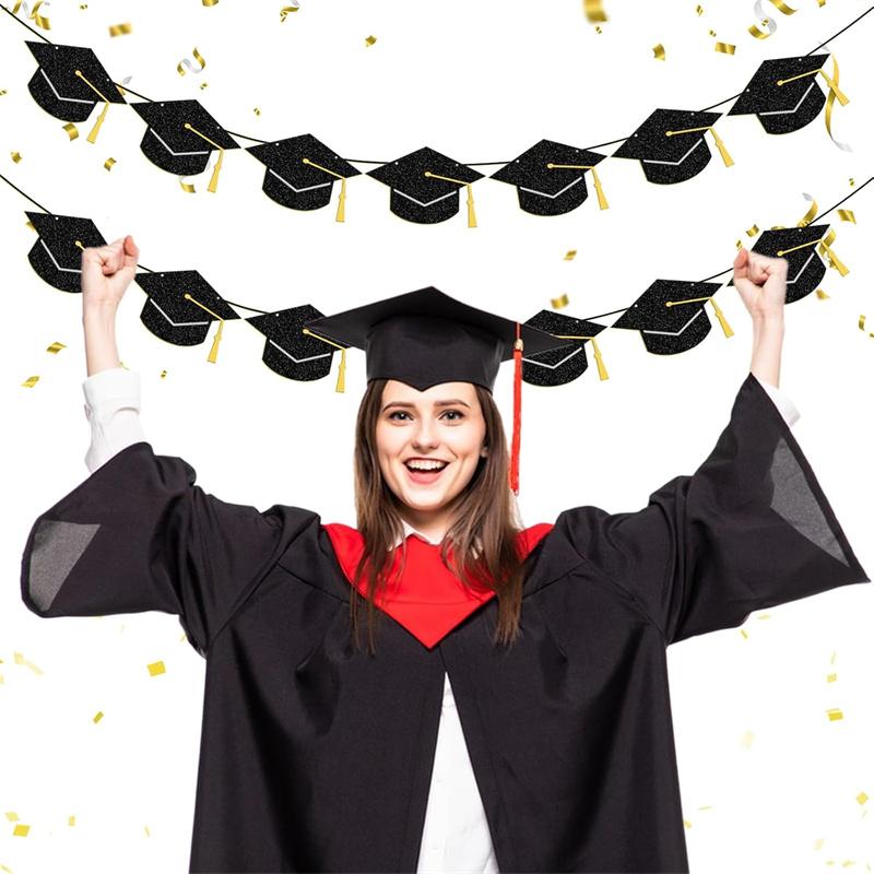 Graduation Grad Caps Banner Graduation Decorations Class Party Supply