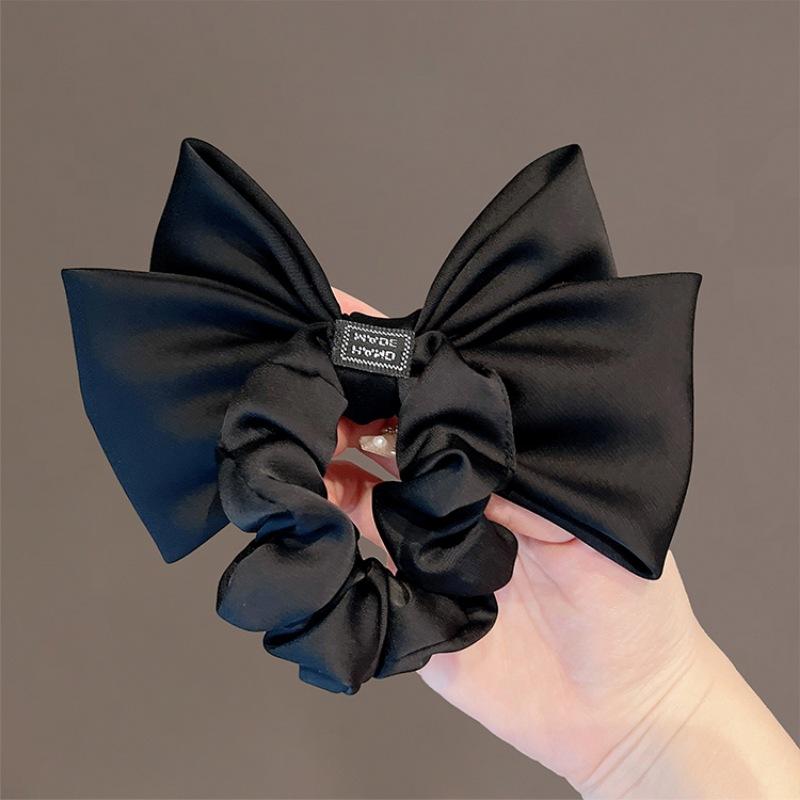 Vintage French Large Hair Bow Ties Claws Elegant Solid Color Big Bow Hair Clip Satin Butterfly Bow Hairpin Girl Hair Accessories