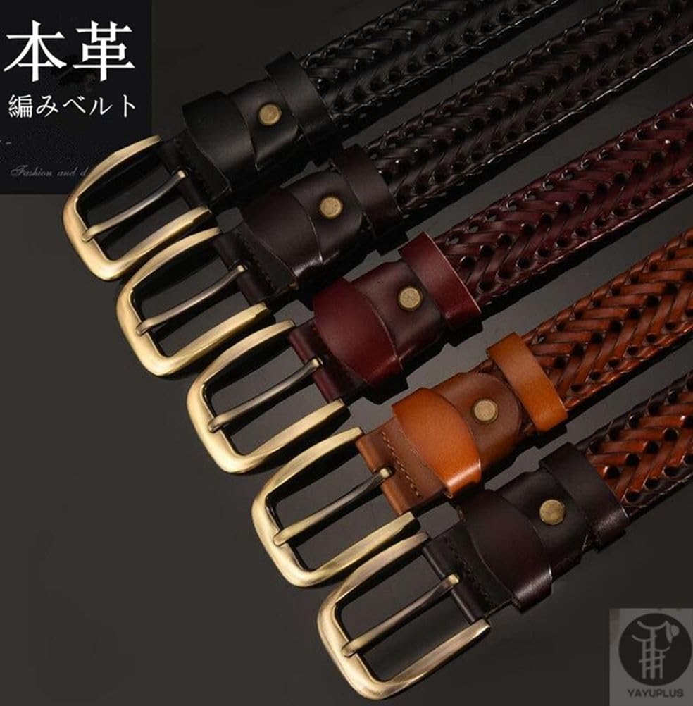 [YAYUPLUS] Genuine Leather Belt, Cowhide, Unisex, Mesh Belt, Adjustable Height, Men's & Women's, Business (A-Coffee, F)