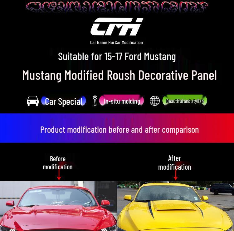 Carbon Fiber Hood Panel for 15-17 Ford Mustang Roush Modification