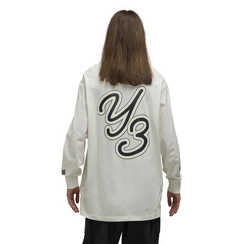 Y-3 Camiseta Masculina Casual Solta com Gola Redonda e Estampa de Logo com Letra Branca 39-IQ2147