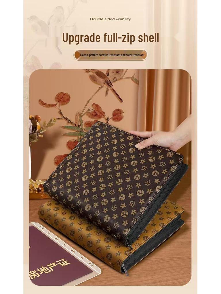 Family Document Storage Bag: Leather Magnetic Buckle A4 Album for Certificates, Receipts & Documents