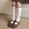4-8J Süße Rüschen Mädchen Lange Socken Einfarbige Gestrickte Kniestrümpfe Frühling Herbst Kinder Baumwollsocken