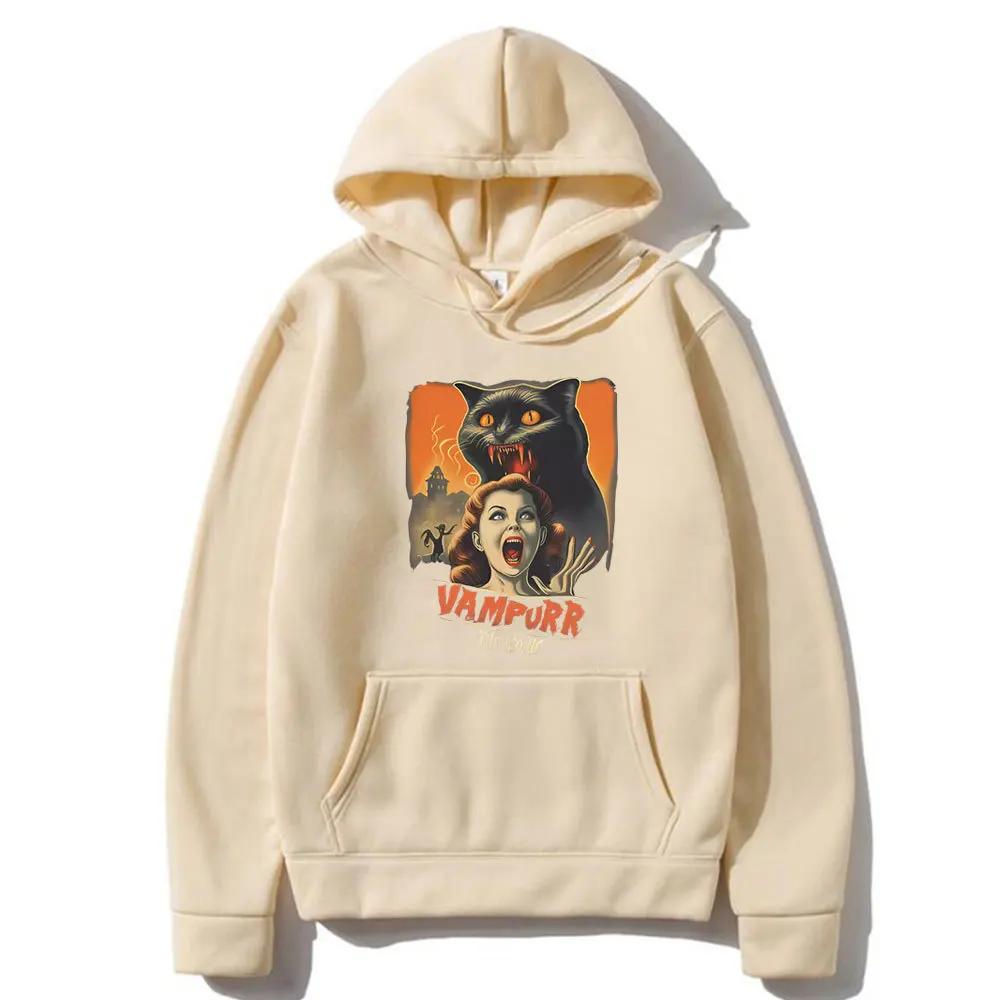 Cat Pattern Hoodie Horror Halloween Printed Hoodie Men's Wool New Hoodie Retro Hoodie Men's Sportswear