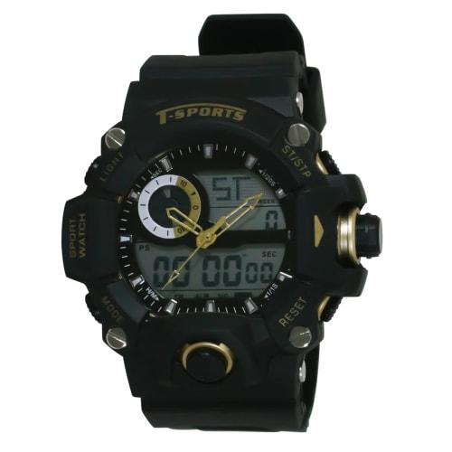 Klefer Men's Digital-Analog Waterproof Watch with Stopwatch and Urethane Strap, Black, TS-AD093-GD