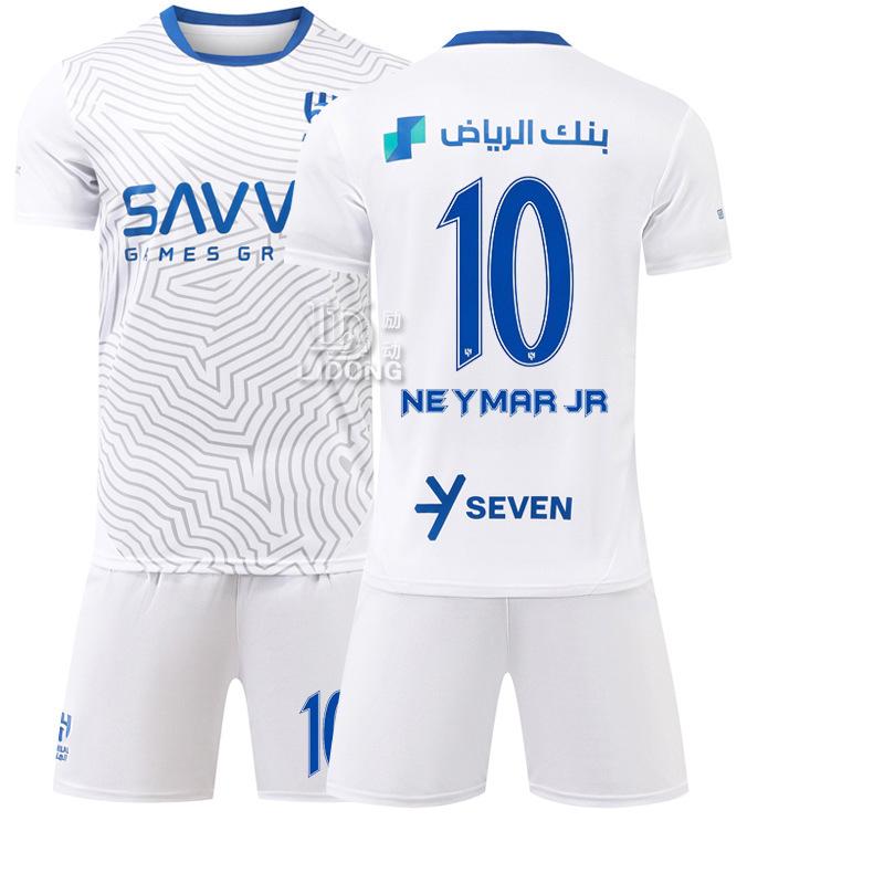 Football training jersey 2425 Riyadh crescent white away football jersey Neymar No. 10 jersey set factory #16