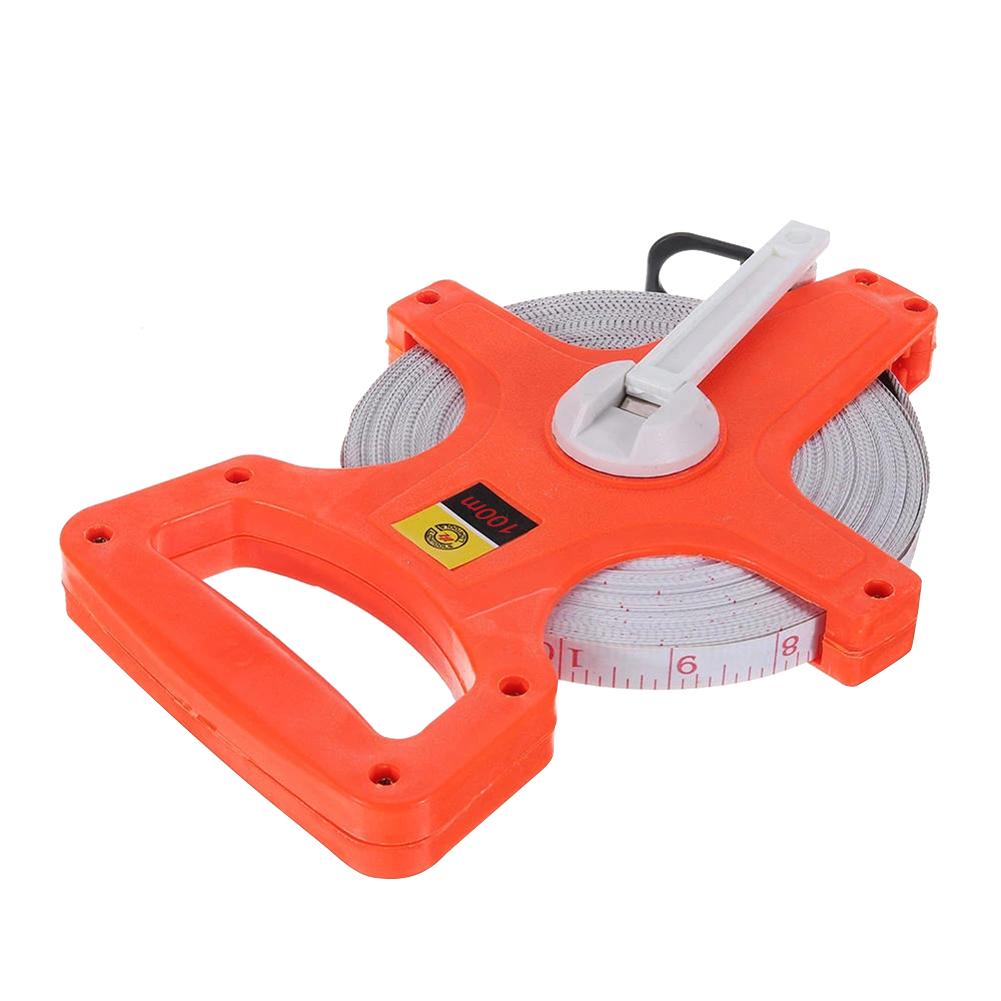 100 Meters Open Reel Fiberglass Measure Tape Depth Measurement Long Open Reel Measure Tape for Engineer Outdoor Athletic Field