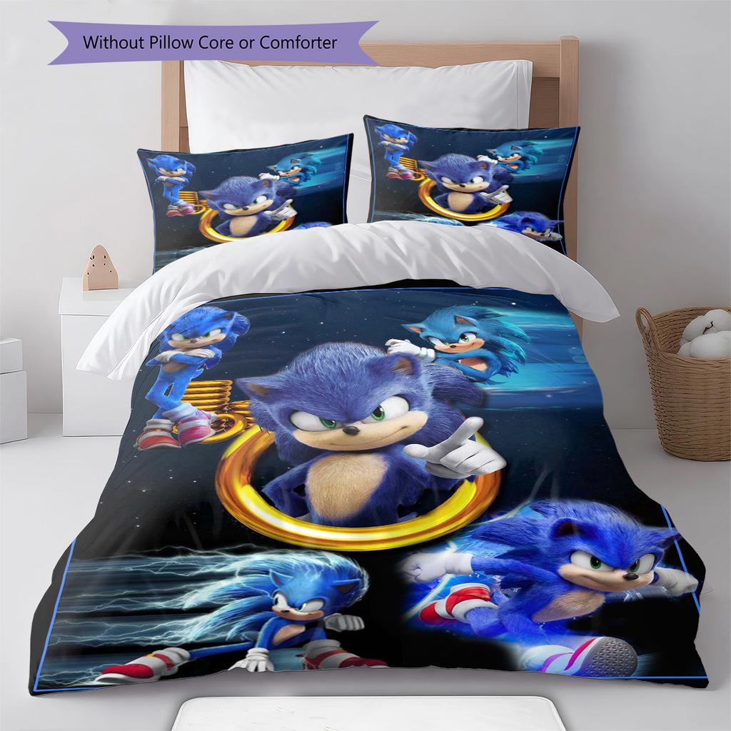 Flashy Hedgehog Pattern Bedding Quilt Set Quilt Cover Pillowcase Home Decoration Gift (1 * duvet cover + 2 * pillowcase, without core)