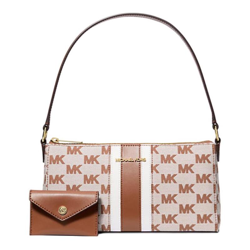 MICHAEL KORS Vincent Vincent Logo Jacquard Cotton Handbag Medium Women s Leather Brown коричневый