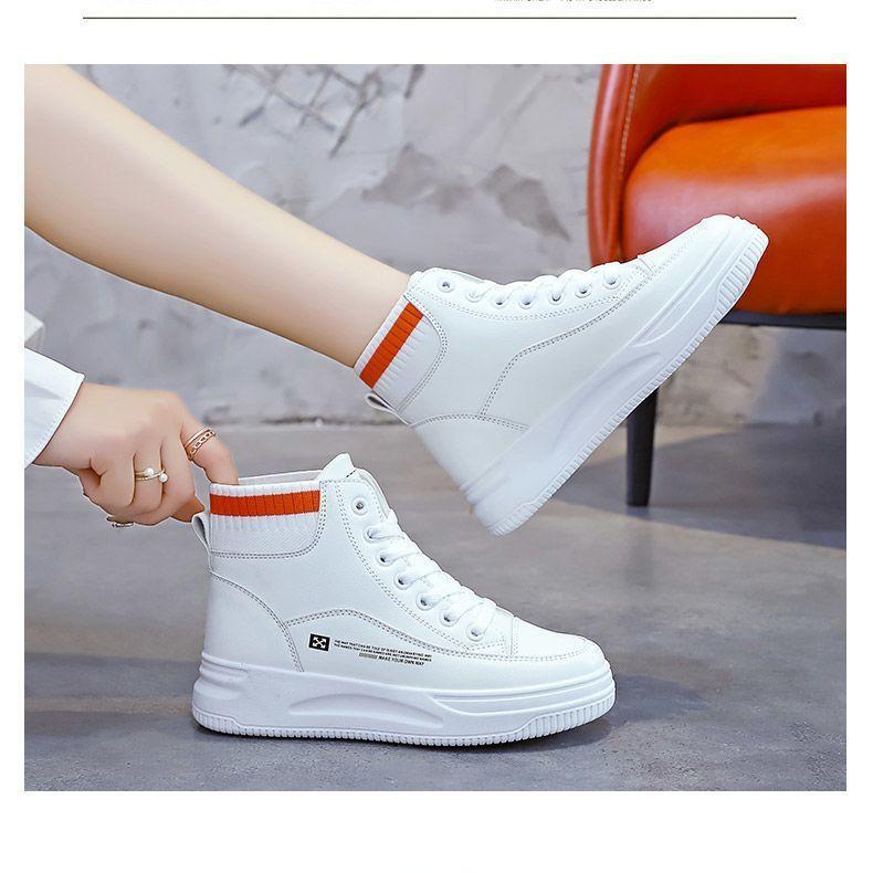 

High-top little white shoes women s new autumn leather shoes platform-soled casual sports board shoes trendy versatile women s shoes 35 чорний