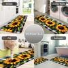 Sunflower Buffalo Plaid Kitchen Mat Decor Non-slip Hallway Balcony Laundry Rugs Bathroom Door Mat Bedroom Floor Mat Decor
