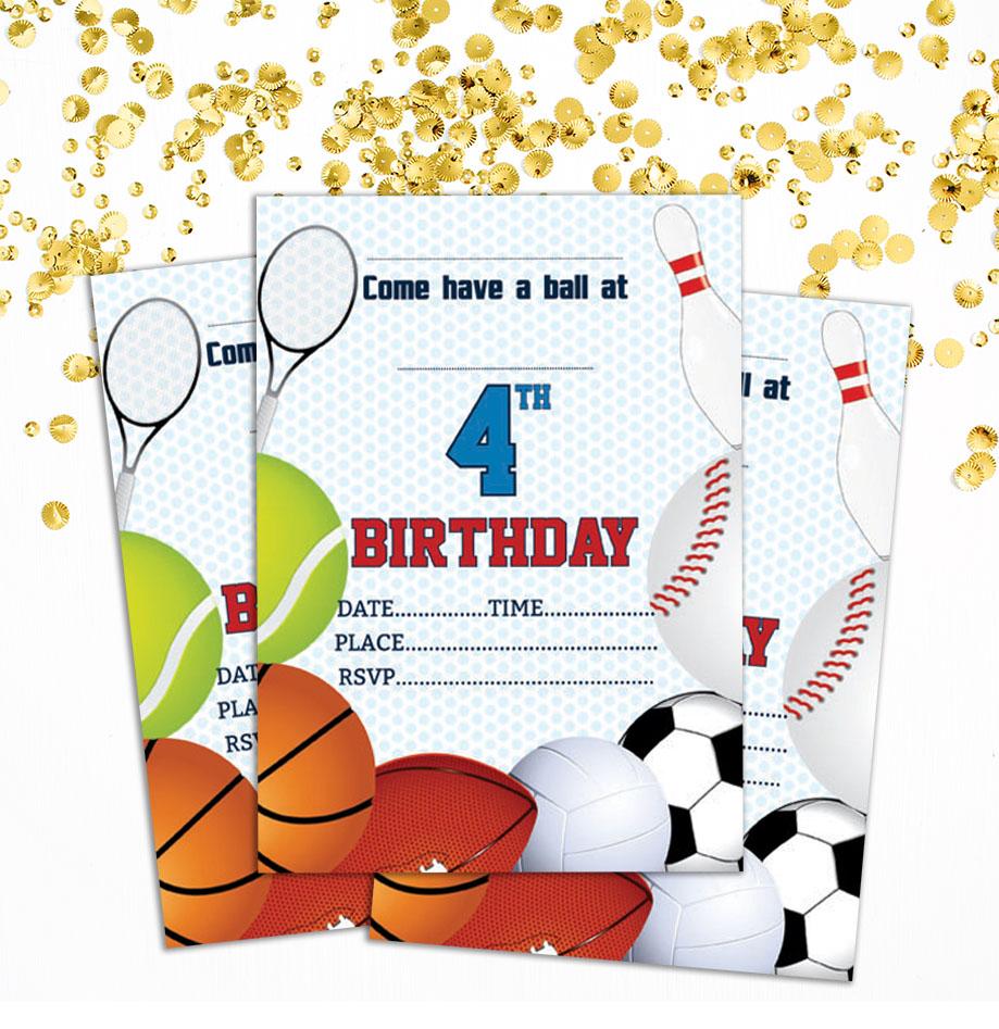 Darling Souvenir Blue Birthday Invitation Card 28 Pcs Fill or Write In Blank Invites Printable Party Supplies 5 X 7 Inches