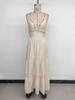 2026 Sleeveless V-neck Halter Lace Patchwork Long Dress with Open Back