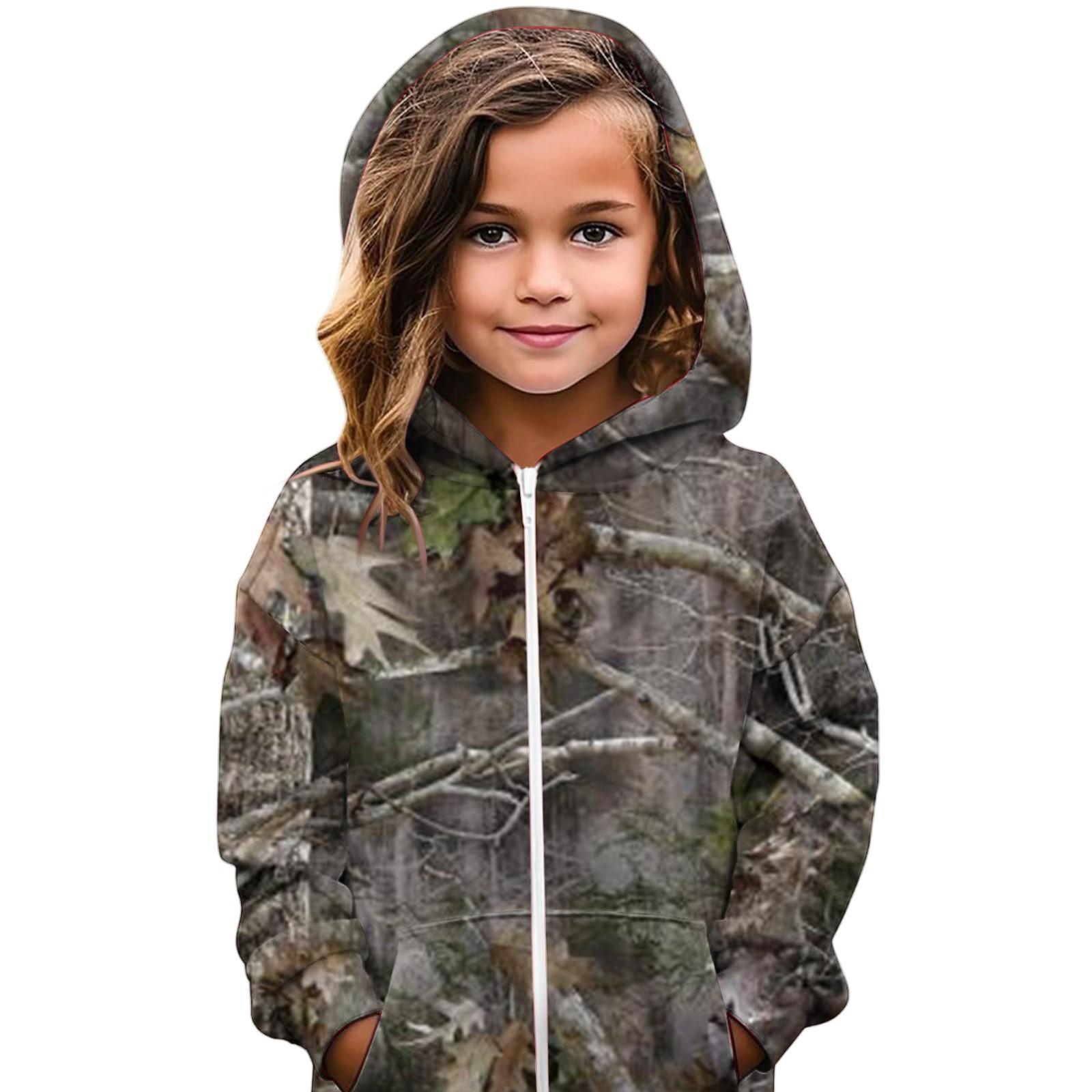 

Детский повседневный кардиган с капюшоном и принтом листьев 120