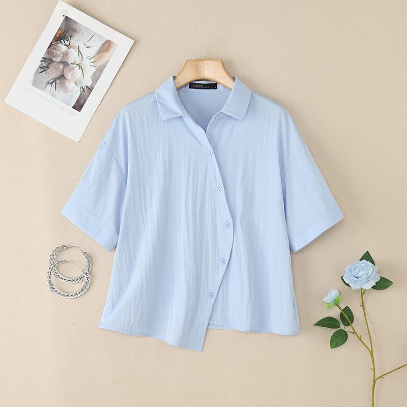 

ZANZEA Женская повседневная летняя блузка с отложным воротником и коротким рукавом 4XL