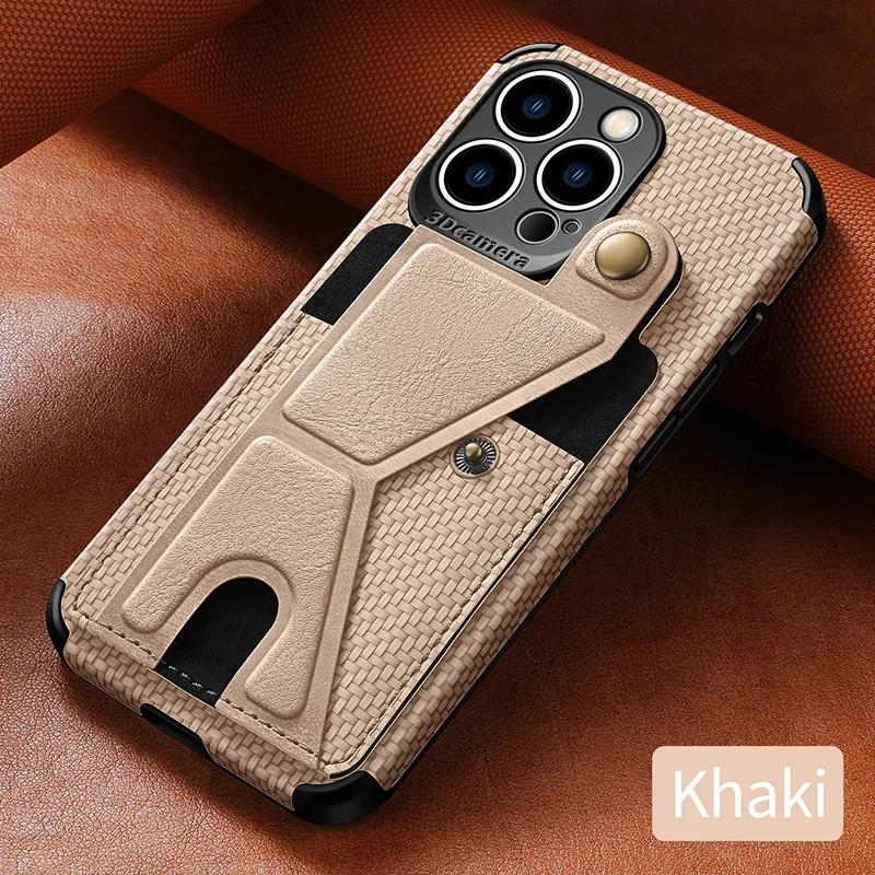 Carbon Fiber Leather Case For Xiaomi 15 14T Poco X6 X5 Redmi 14C 13C 12C Redmi Note 13 Pro Plus 11 11S Card Holder Phone Cover