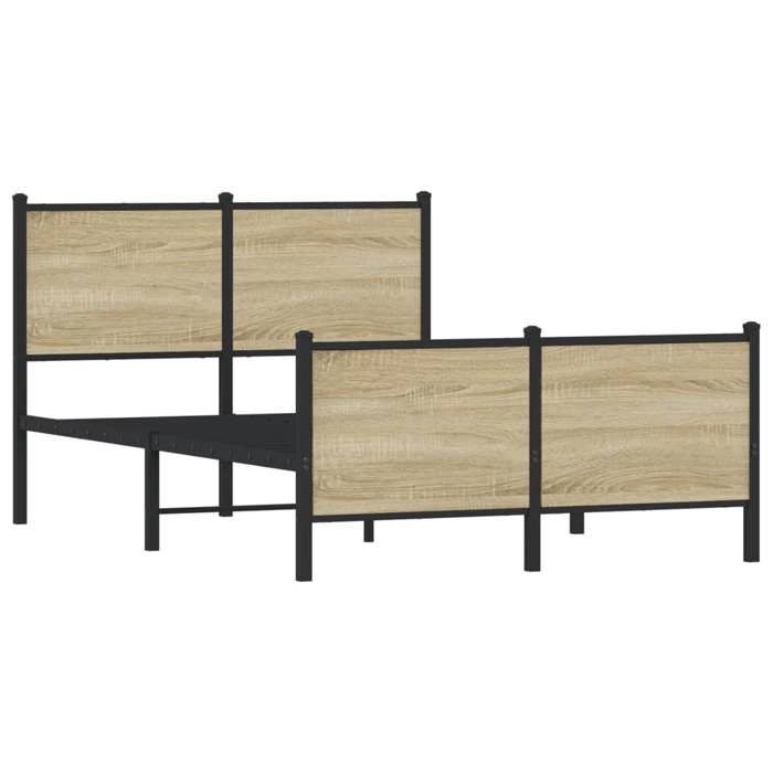 VidaXL Metal Bed Frame with Headboard and Footboard 120x190 Cm, Double Bed, Bedroom Furniture, Guest Bed, 4007731