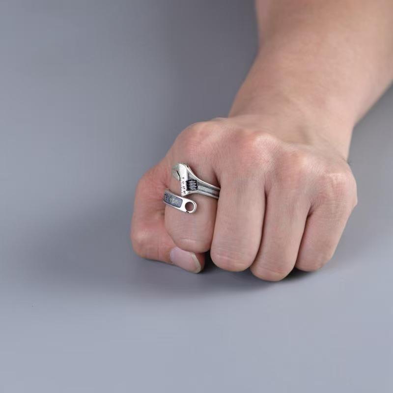 Retro Opening Adjustable Wrench Ring, Fashionable And Versatile, Personalized And Niche Ring Decoration