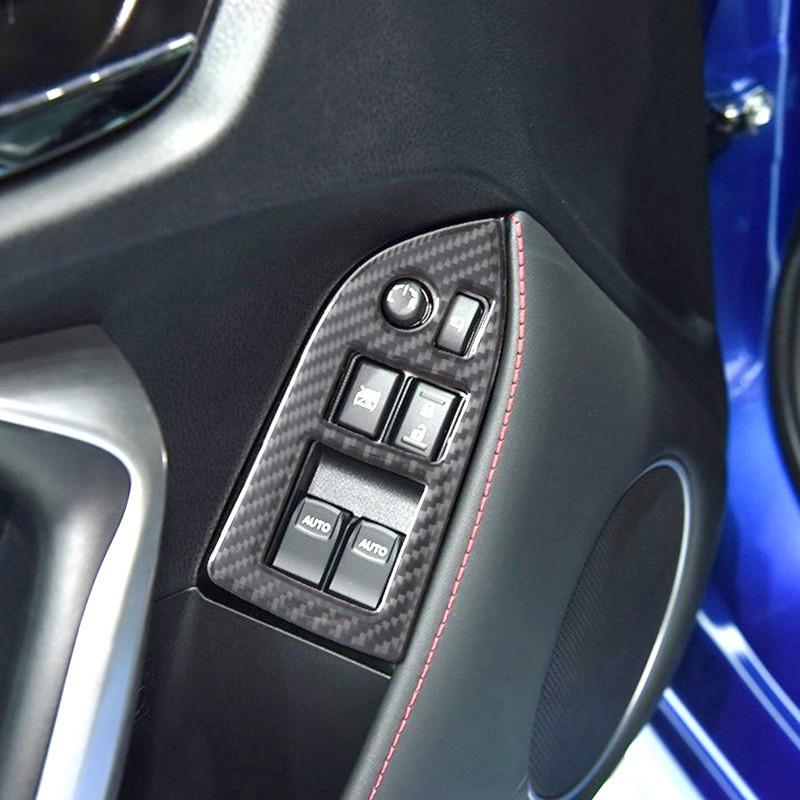 Carbon Fiber Car Inner Door Windows Control Panel Cover Trim Decal Sticker For Subaru BRZ For Toyota 86 Car Interior