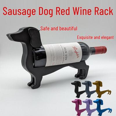 Minimalist Sausage Dog Wine Rack Ornament - Desktop Display, Red Wine Holder