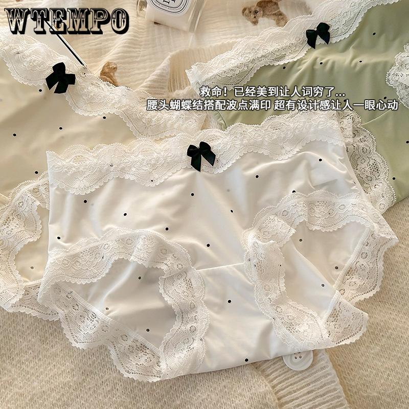 Women's Lace Underwear Plus Size Mid Waist Pure Cotton Underwear Triangle Underwear