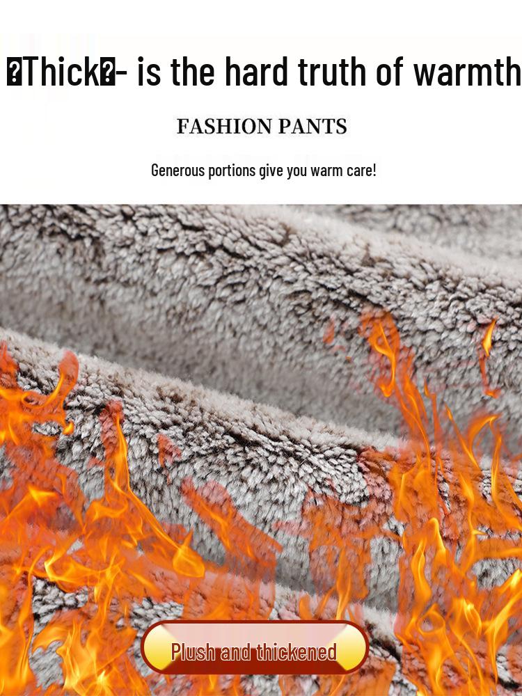 Women's Plus Size Warm Velvet Cotton Pants for Middle-aged & Elderly - Autumn & Winter Wear